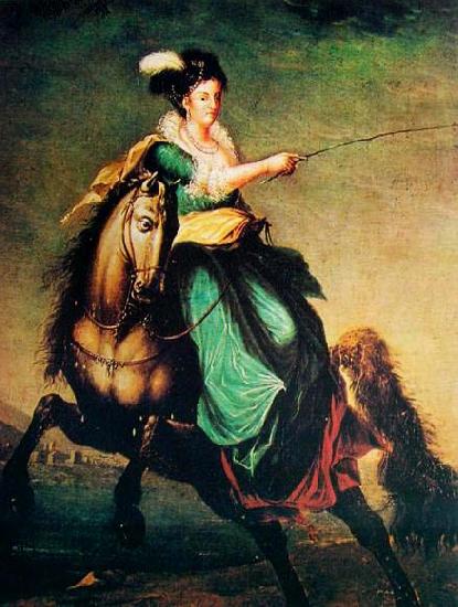 unknow artist Equestrian portrait of Carlota Joaquina of Spain France oil painting art